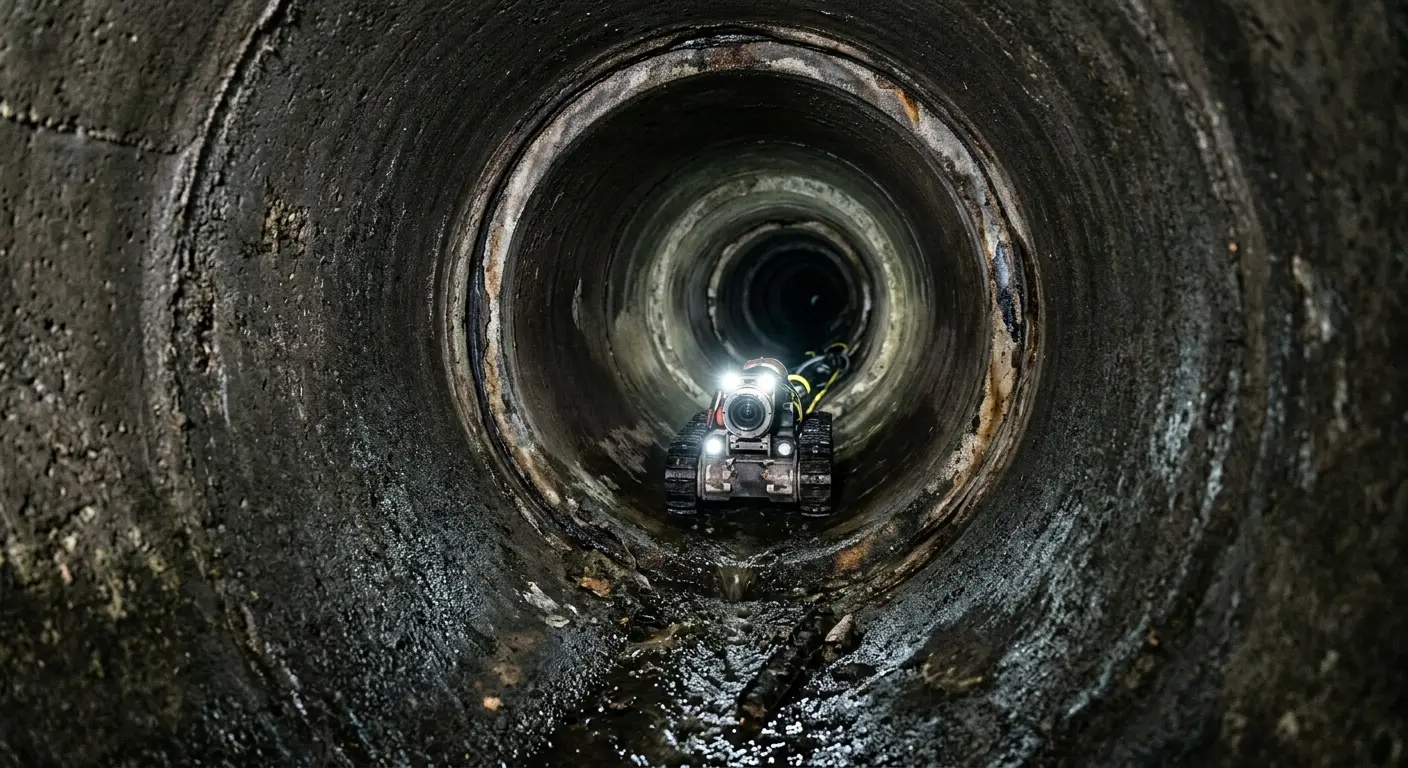 Robotic sewer camera inspecting pipe interior for Sewer Line Cleaning in Burien